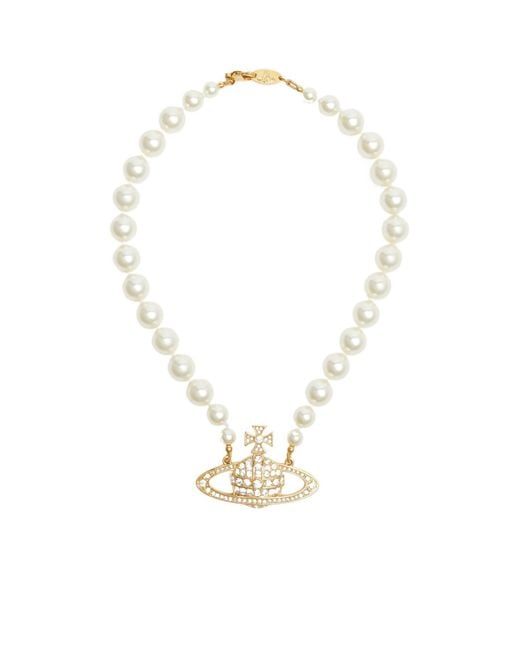 Vivienne Westwood Metallic Bas Relief Orb Faux Pearl Choker