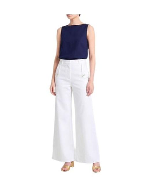 Max Mara White Wide-Leg Trousers