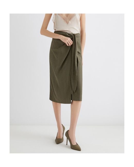 Marella Green Twill Wrap Skirt