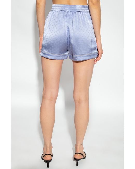 T By Alexander Wang Blue Logo Patch Paisley-Detailed Shorts