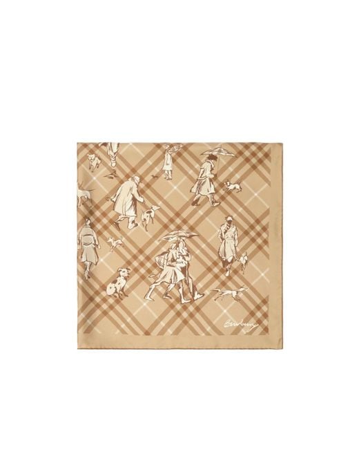 Burberry Natural Check Mates Silk Scarf