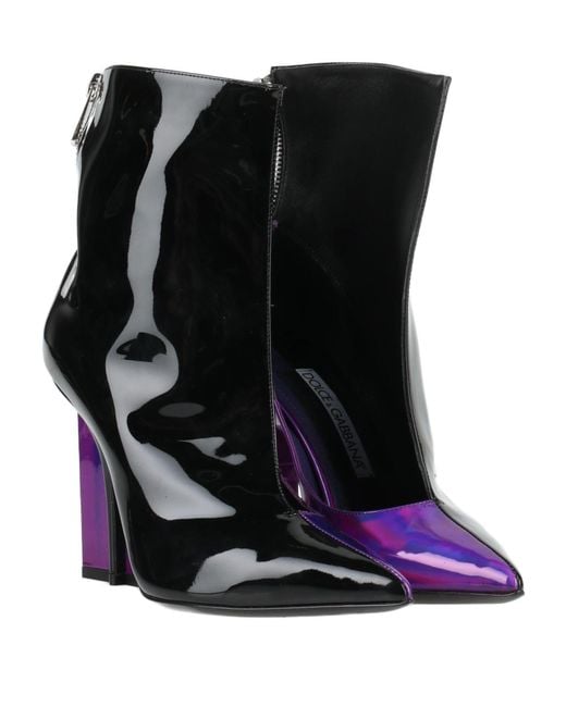 Dolce & Gabbana Black Two-Tone Patent Leather Ankle Boots