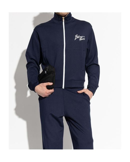 Balmain Blue High-Neck Long-Sleeved Casual Jacket for men