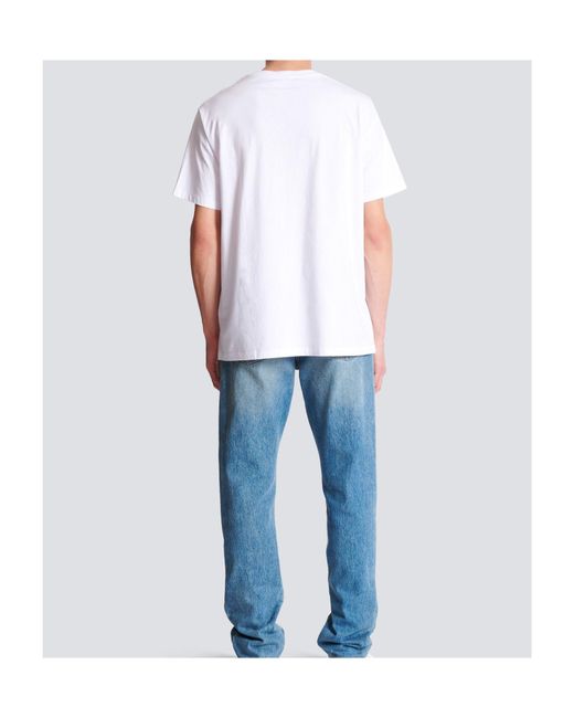 Balmain White Printed Paris Logo And Planet T-Shirt for men