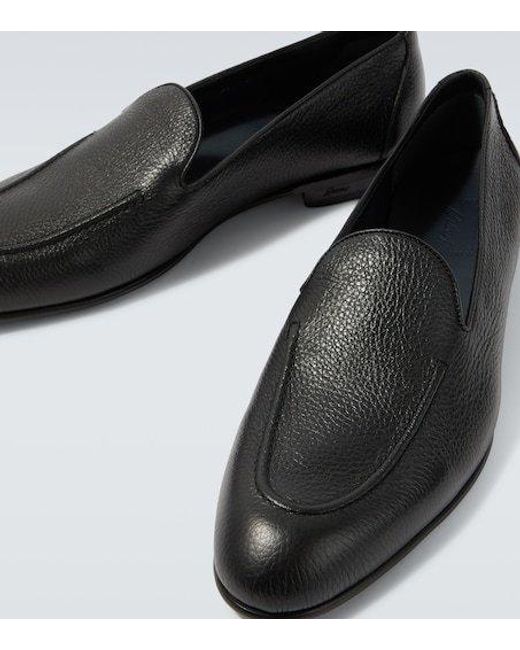Brioni Black Appia Leather Loafers for men