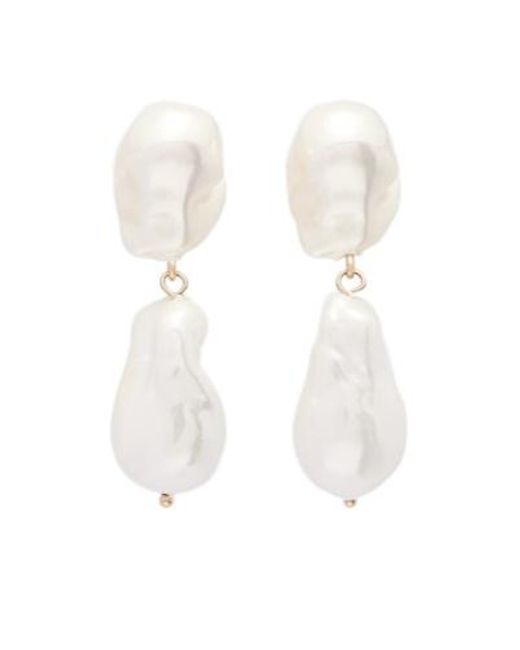 Erdem White Pearl Earrings