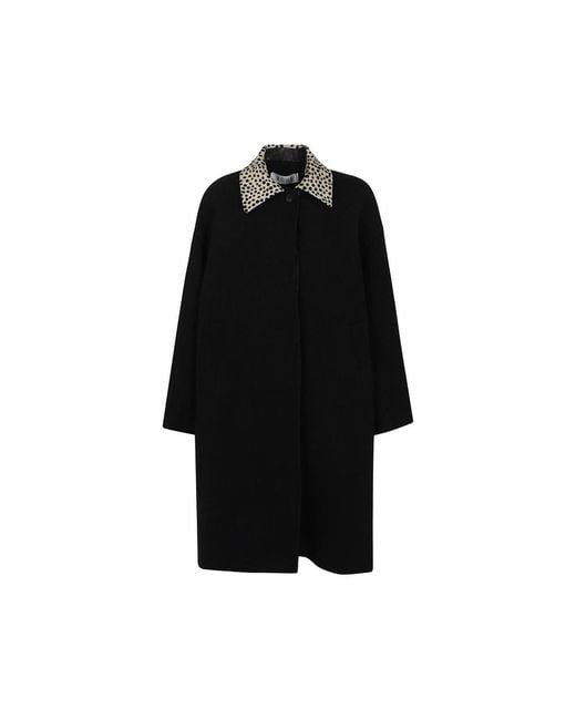 Rohe Black Heetah Collar Wool Coat