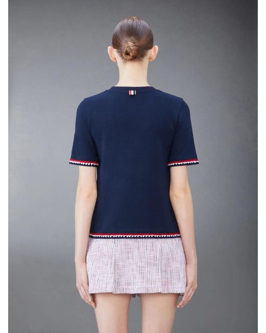 Thom Browne Blue Rwb-Stripe Crewneck T-Shirt