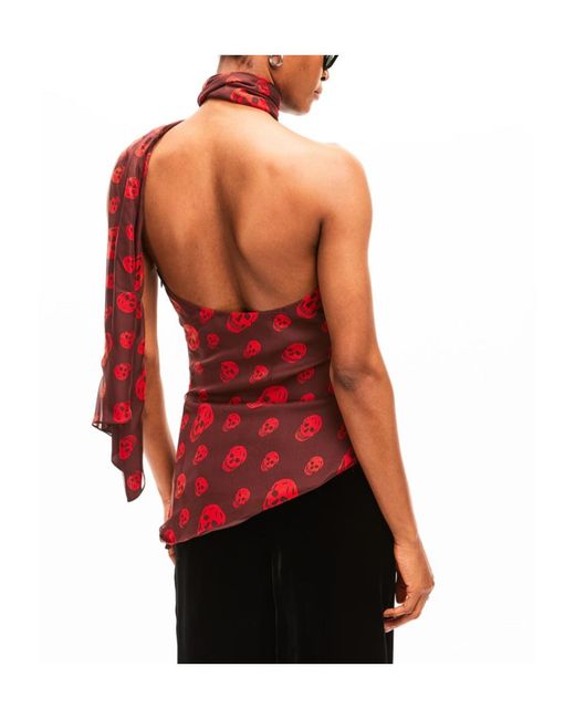 McQueen Red Alex Skull Scarf Woven Cami Vest