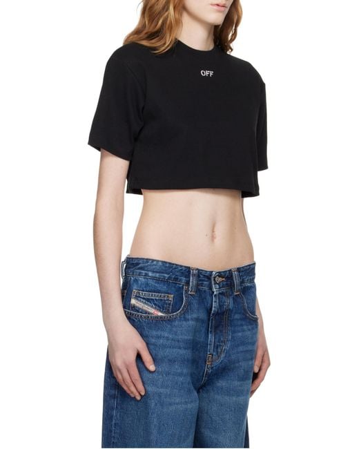 Off-White c/o Virgil Abloh Black Off Stamp Ribbed Cropped T-Shirt