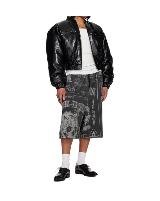 Lu'u Dan Gray Bball Printed Shorts for men