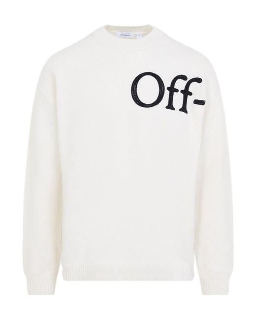 Off-White c/o Virgil Abloh White Bookish Logo-Patch Knitted Jumper for men