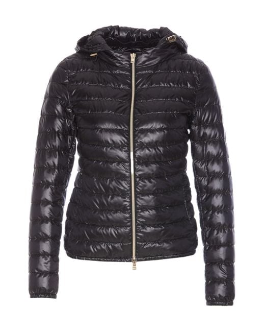 Herno Black Zip-Up Hooded Down Jacket