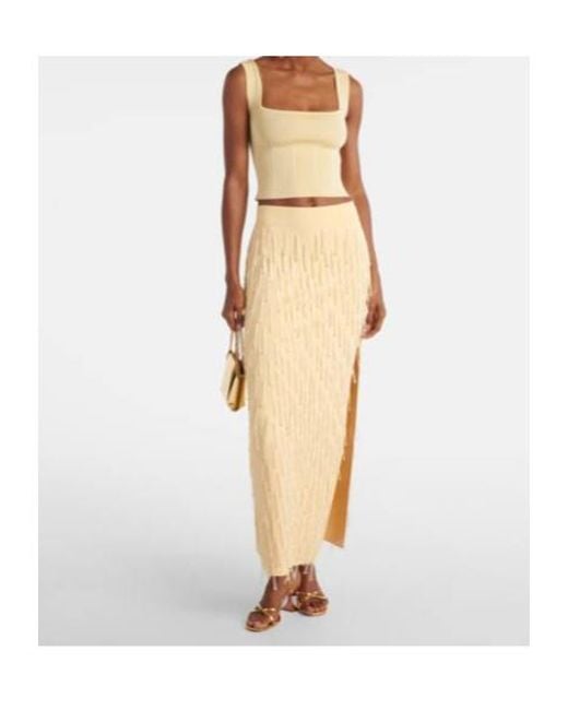 Galvan Natural Depois Embellished Jersey Maxi Skirt