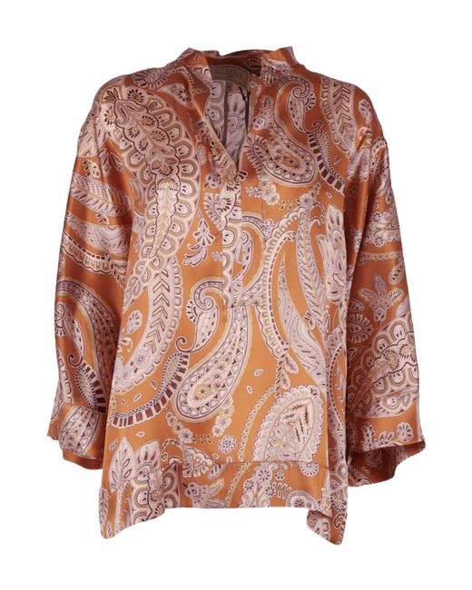 Antonelli Pink Paisley-Print Silk Blouse