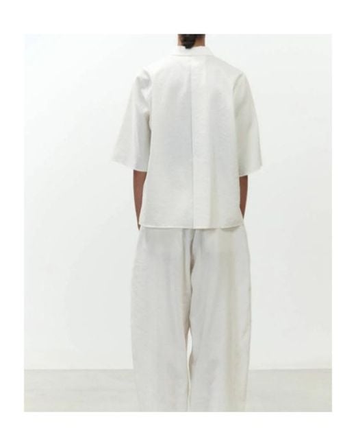 Alysi White Cropped Silk Boxy Shirt