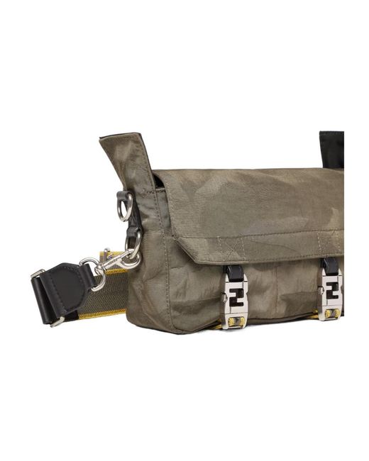 Fendi Gray Flow Small- Patchwork Nylon Bag for men