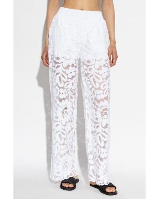AllSaints White Amelie Sheer Wide-Leg Pants