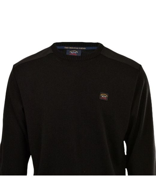 Paul & Shark Black Round-Neck Logo Pullover for men