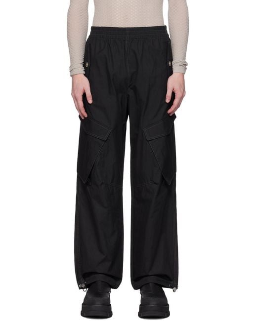 Dion Lee Black Middle Waist Overalls And Casual Trousers for men