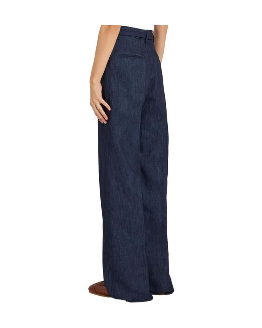 Gabriela Hearst Blue Belted Wide-Leg Trousers