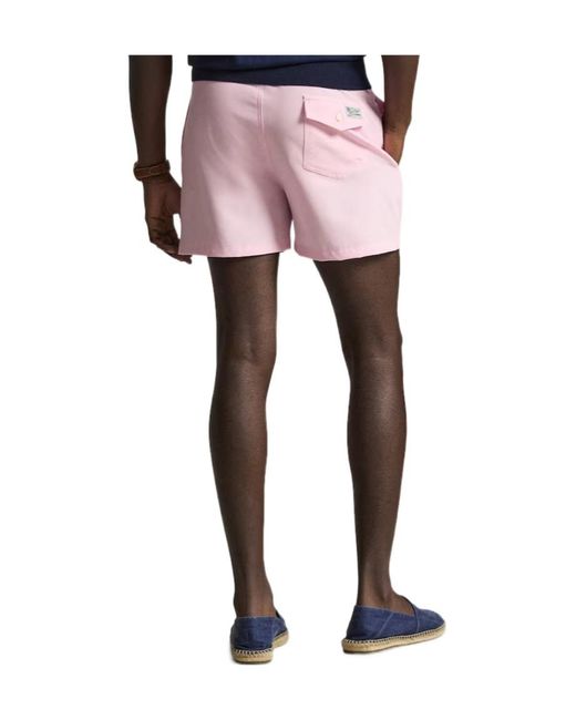 Polo Ralph Lauren Pink Logo Embroidered Drawstring Swim Bottoms for men