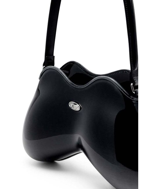 DIESEL Black Double-D Rigid Shoulder Bag