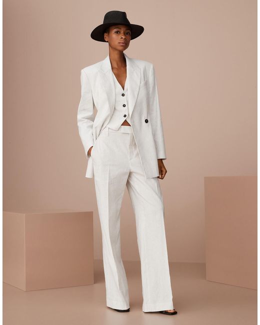 Brunello Cucinelli White Stripped Buttoned Jacket