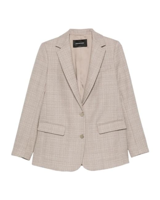 Fabiana Filippi Natural Checked-Pattern Single-Breasted Blazer