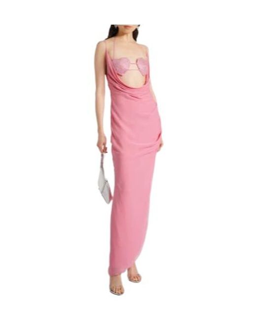 Blumarine Pink Spaghetti Strap Cowl Back Maxi Dress