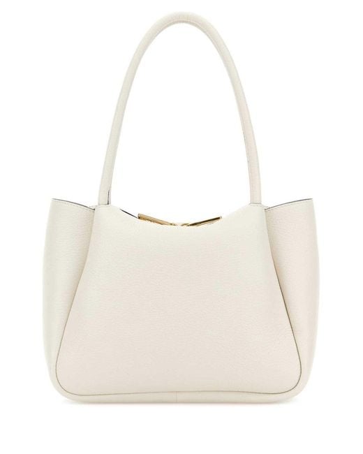 Prada White Small Top-Handle Tote Bag