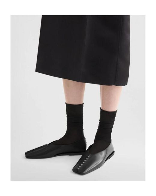 Jil Sander Black Studded Slip-On Flats
