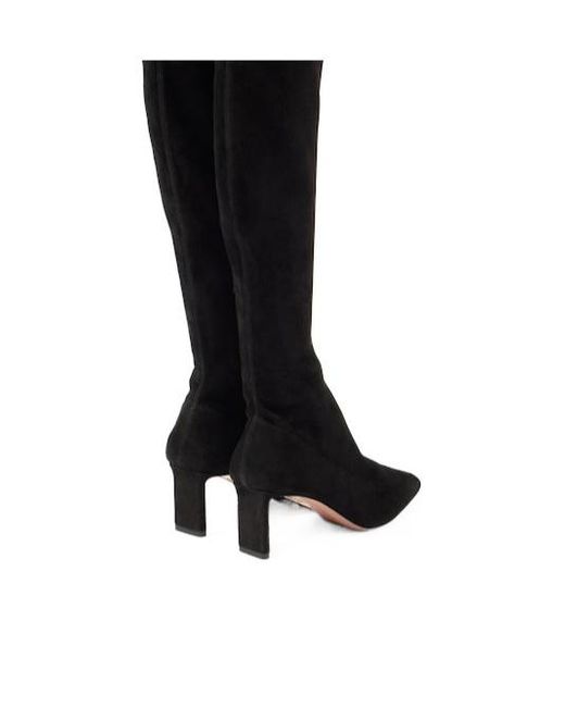 Aquazzura Black Solid Suede Knee-High Boots