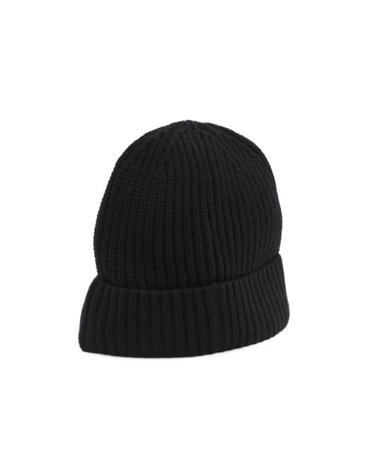 Stone Island Black Ribbed-Knit Logo Beanie for men