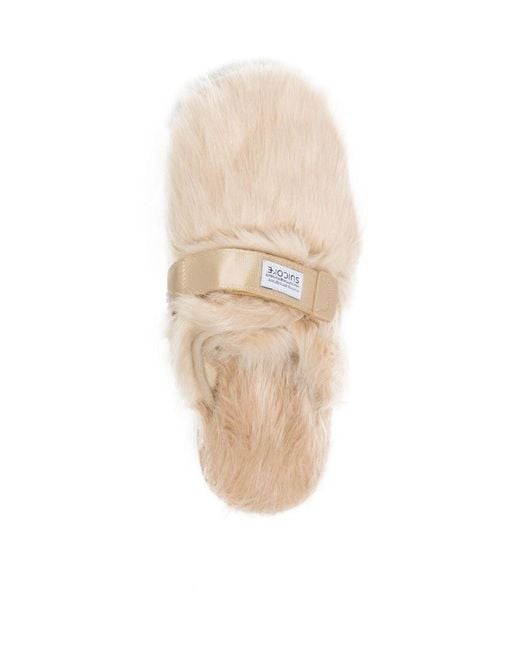 Suicoke Natural Zavo Zeu Logo Patch Flat Slippers