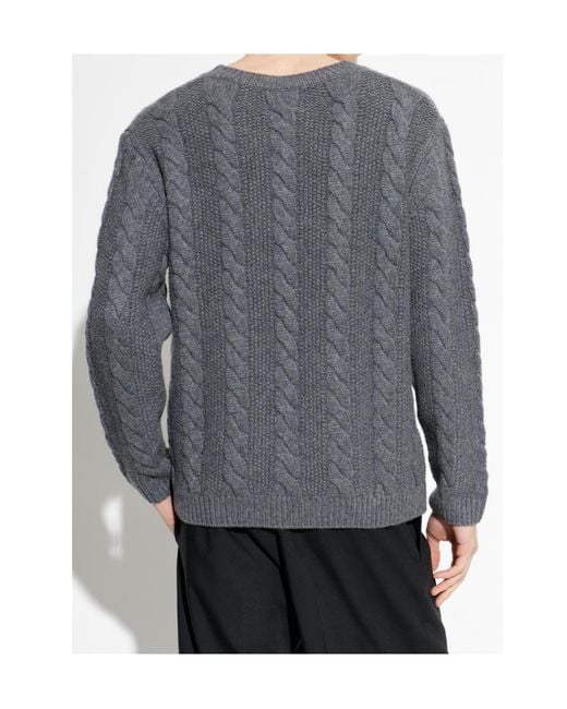 Lisa Yang Gray Cable-Knit Crew-Neck Sweater for men