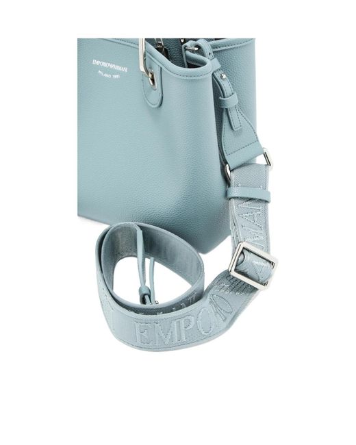 Emporio Armani Blue Logo-Detail Tote Bag