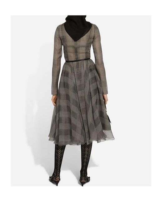 Dolce & Gabbana Gray Check Pattern Dress