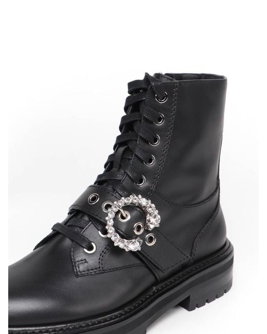 Jimmy Choo Black Cora Crystal-Embellished Ankle Boots