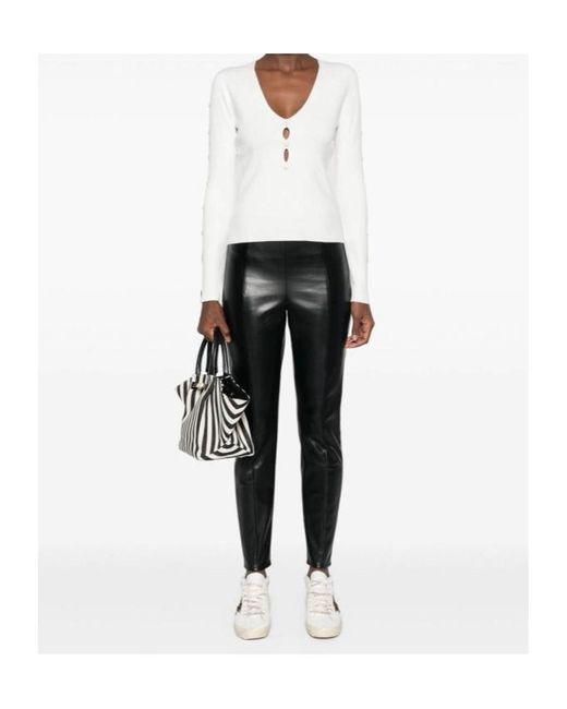 Twin Set Cut-Out Ribbed Top in White | Lyst