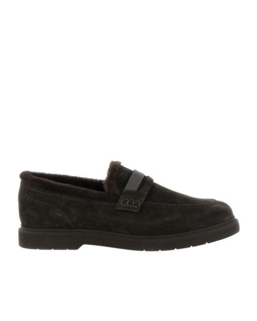 Brunello Cucinelli Gray Round-Toe Loafers