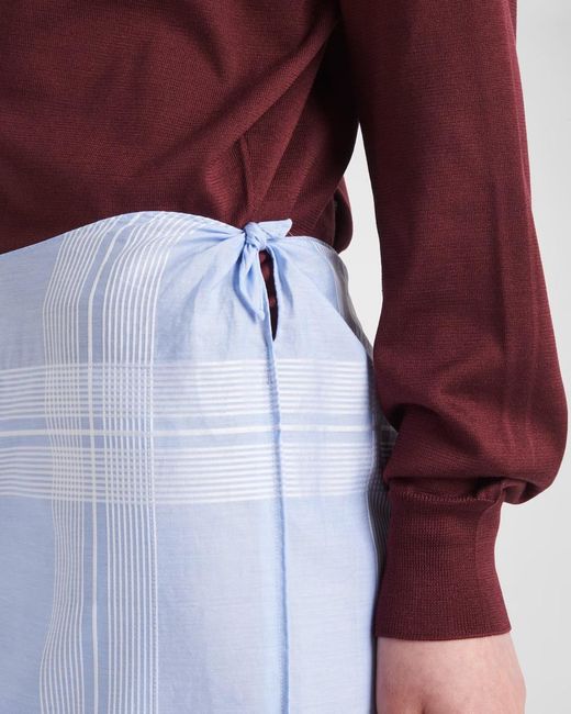 Prada Blue Checked Straight Hem Mini Skirt