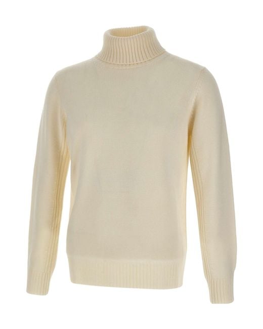 Kangra Cashmere White Kangra Turtleneck Ribbed Jumper for men