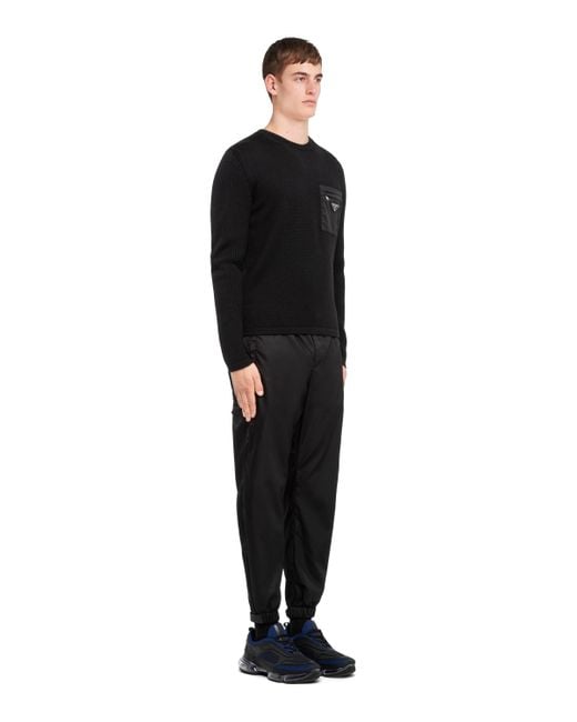 Prada Black Logo Rib Knitted Jumper for men