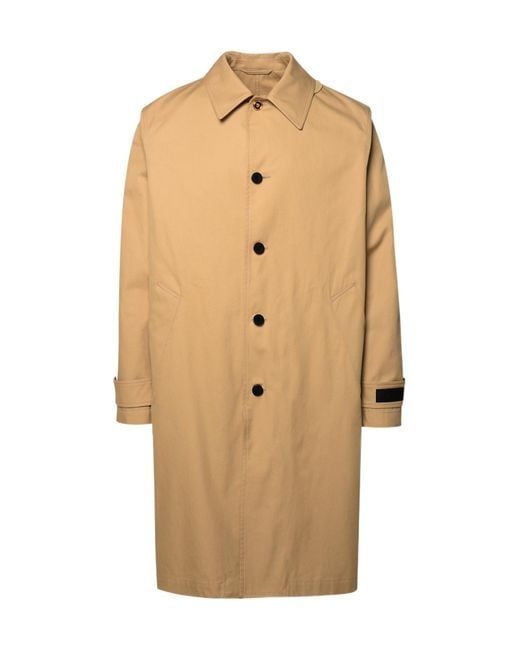 Versace Natural 'Baroque' Cotton And Silk Trench Coat for men