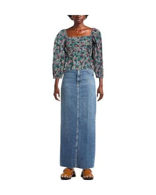 Weekend by Maxmara Blue Floral Square Neck Top