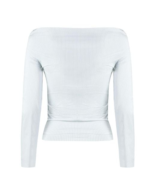 Philosophy Di Lorenzo Serafini Blue Pinstripe Button-Fastening Blouse