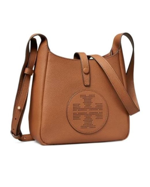 Tory Burch Brown Perforated Logo Shoulder Bag