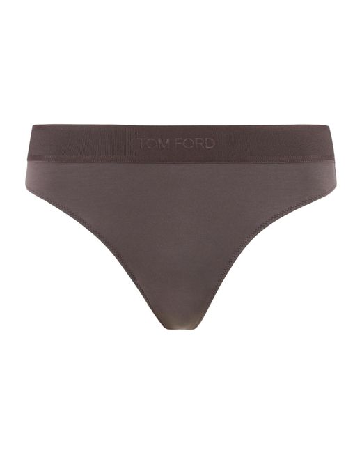 Tom Ford Gray Logo-Waistband Thong