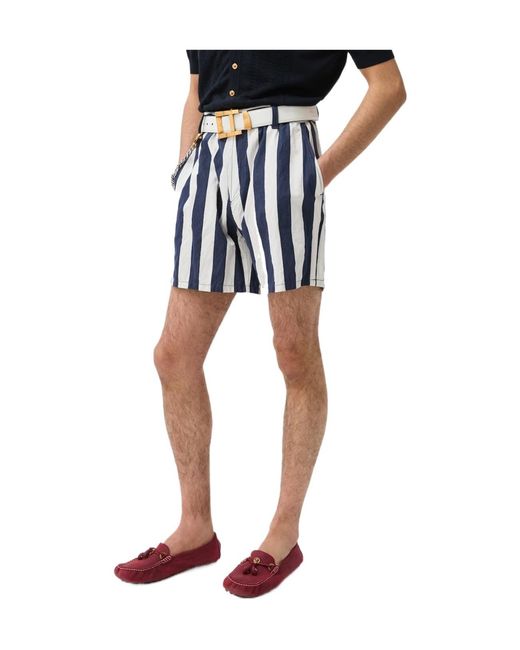 Versace Blue Striped Tailored Shorts for men